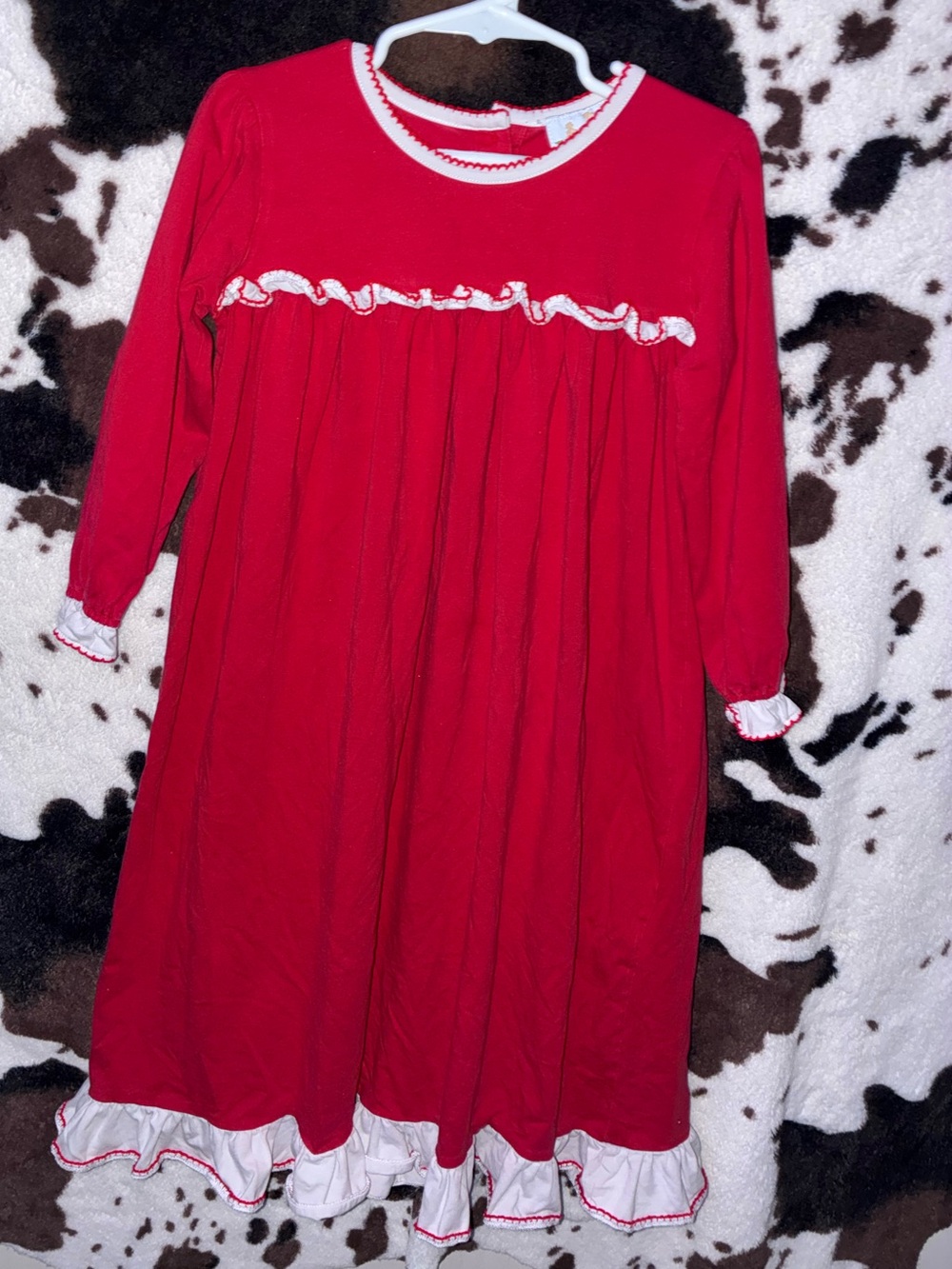 Busy bees smocks Red Long-Sleeve Ruffle dress size 5
